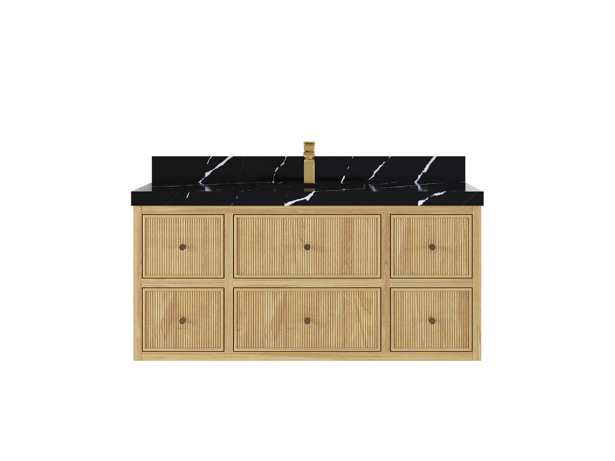 Sonoma Reeded Floating Teak 48 in. W x 22 in. D Single Sink Bathroom Vanity