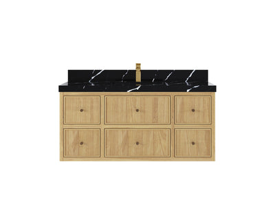 Sonoma Reeded Floating Teak 48 in. W x 22 in. D Single Sink Bathroom Vanity