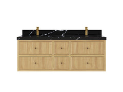 Sonoma Reeded Floating Teak 60 in. W x 22 in. D Double Sink Bathroom Vanity - photo 6