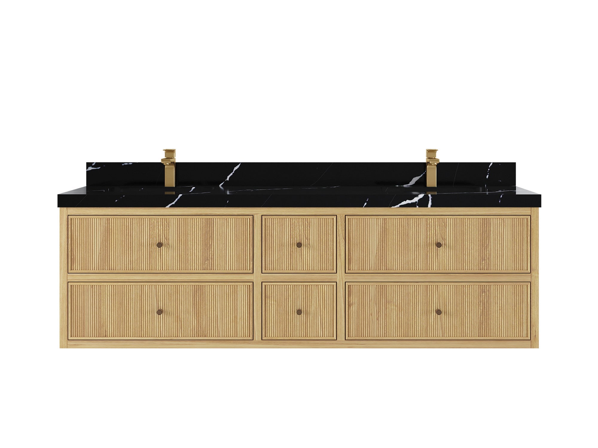 Sonoma Reeded Floating Teak 72 in. W x 22 in. D Double Sink Bathroom Vanity