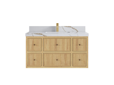 Sonoma Reeded Floating Teak 42 in. W x 22 in. D Single Sink Bathroom Vanity