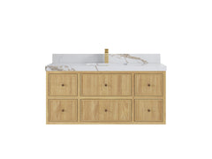 Sonoma Reeded Floating Teak 48 in. W x 22 in. D Single Sink Bathroom Vanity - photo 7