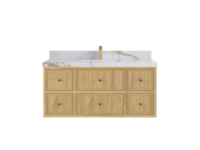 Sonoma Reeded Floating Teak 48 in. W x 22 in. D Single Sink Bathroom Vanity