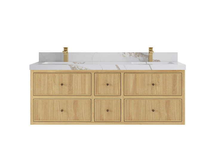 Sonoma Floating Teak 60 in. W x 22 in. D Double Sink Bathroom Vanity - photo 7