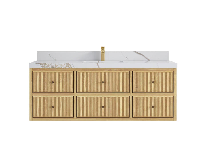 Sonoma Floating Teak 60 in. W x 22 in. D Single Sink Bathroom Vanity - photo 7
