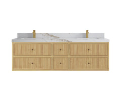 Sonoma Reeded Floating Teak 72 in. W x 22 in. D Double Sink Bathroom Vanity - photo 7