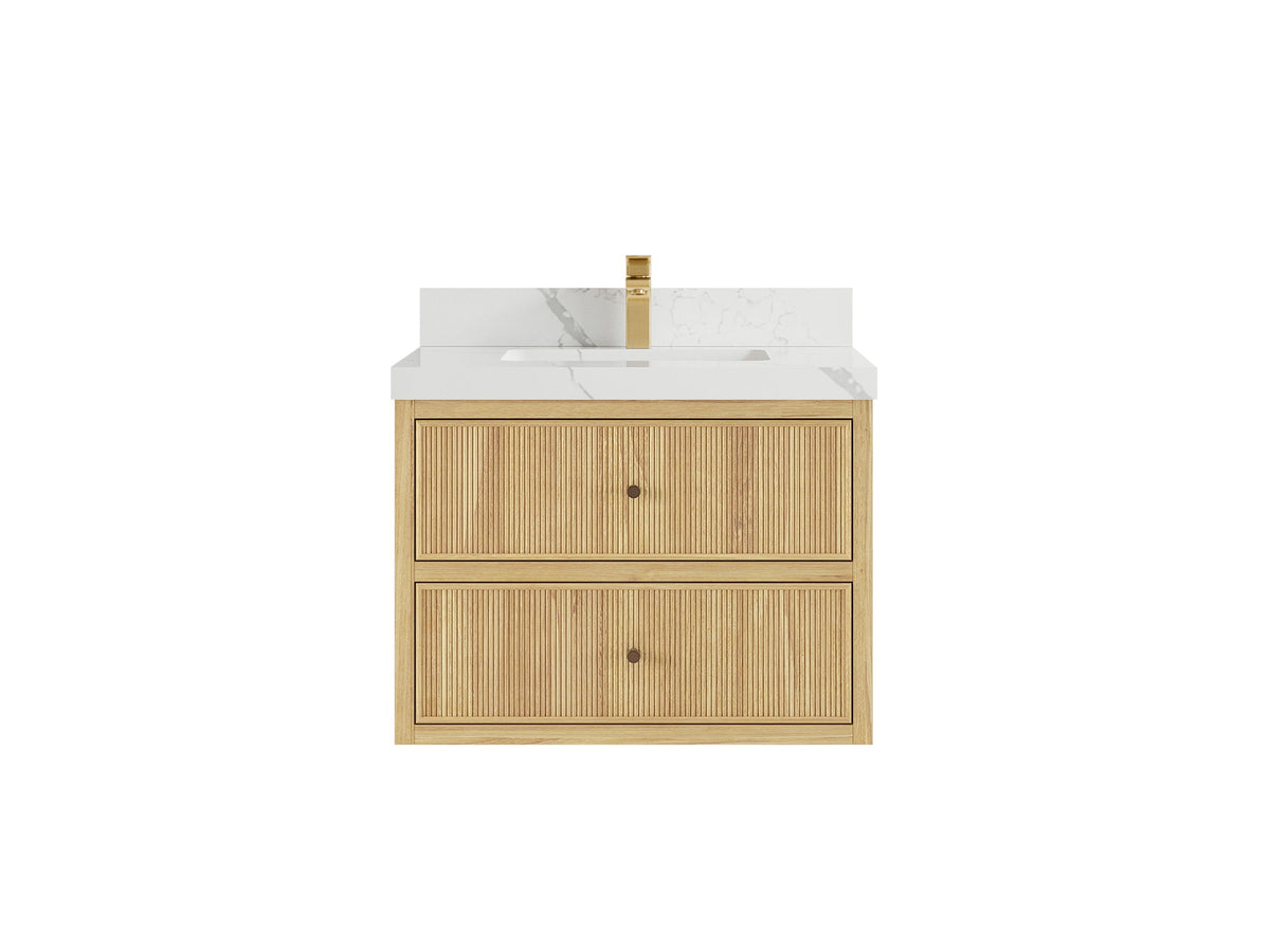Sonoma Floating Teak 30 in. W x 22 in. D Single Sink Bathroom Vanity