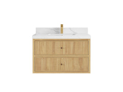 Sonoma Reeded Floating Teak 36 in. W x 22 in. D Center Sink Bathroom Vanity - photo 8