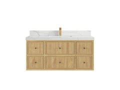 Sonoma Reeded Floating Teak 48 in. W x 22 in. D Single Sink Bathroom Vanity - photo 8
