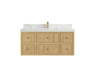 Sonoma Reeded Floating Teak 48 in. W x 22 in. D Single Sink Bathroom Vanity