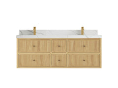 Sonoma Reeded Floating Teak 60 in. W x 22 in. D Double Sink Bathroom Vanity - photo 8