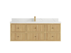 Sonoma Reeded Floating Teak 60 in. W x 22 in. D Single Sink Bathroom Vanity - photo 8