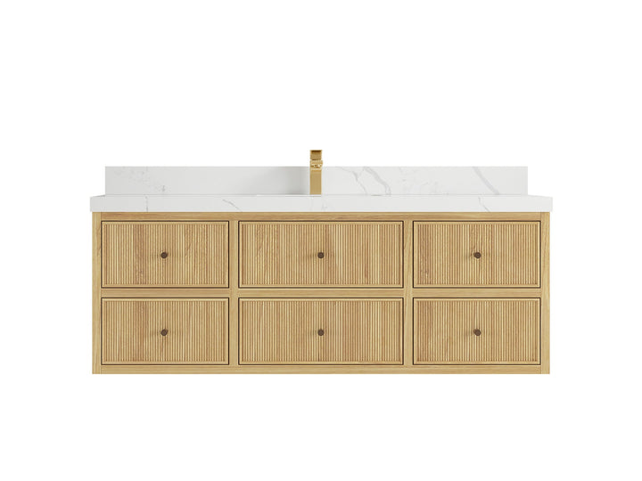 Sonoma Floating Teak 60 in. W x 22 in. D Single Sink Bathroom Vanity - photo 8