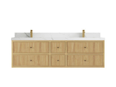 Sonoma Reeded Floating Teak 72 in. W x 22 in. D Double Sink Bathroom Vanity