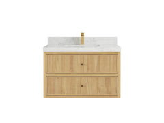 Sonoma Reeded Floating Teak 36 in. W x 22 in. D Center Sink Bathroom Vanity - photo 9