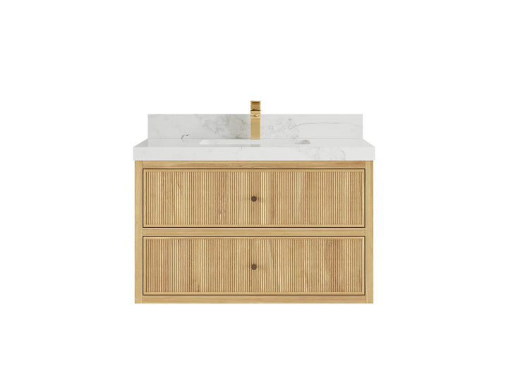 Sonoma Floating Teak 36 in. W x 22 in. D Center Sink Bathroom Vanity - photo 9