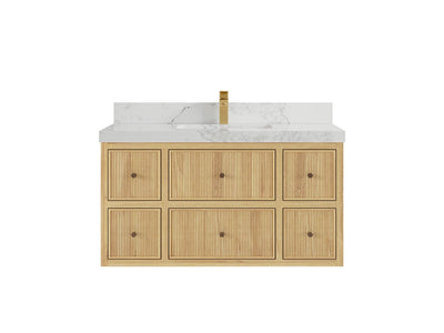 Sonoma Reeded Floating Teak 42 in. W x 22 in. D Single Sink Bathroom Vanity
