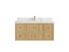 Sonoma Reeded Floating Teak 48 in. W x 22 in. D Single Sink Bathroom Vanity - photo 9