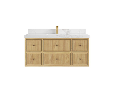 Sonoma Reeded Floating Teak 48 in. W x 22 in. D Single Sink Bathroom Vanity