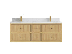 Sonoma Reeded Floating Teak 60 in. W x 22 in. D Double Sink Bathroom Vanity - photo 9