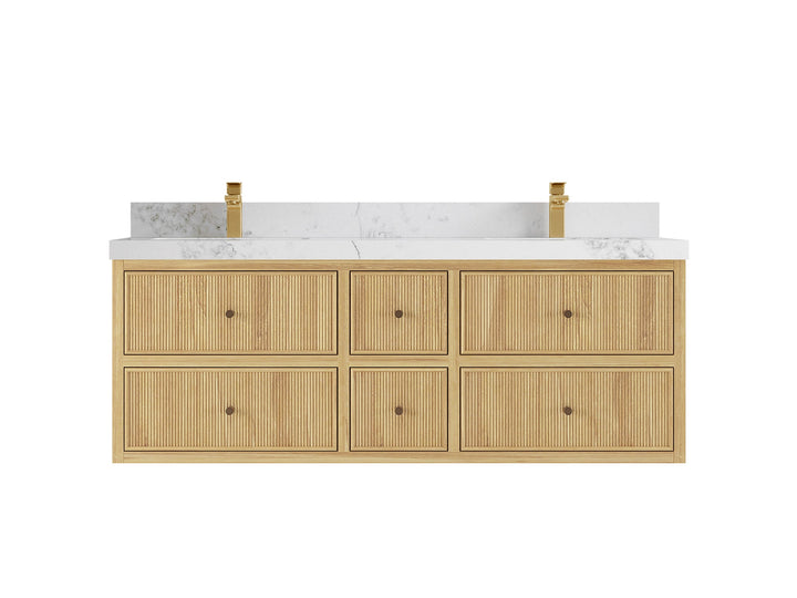 Sonoma Floating Teak 60 in. W x 22 in. D Double Sink Bathroom Vanity - photo 9