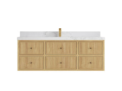 Sonoma Reeded Floating Teak 60 in. W x 22 in. D Single Sink Bathroom Vanity - photo 9