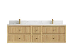 Sonoma Reeded Floating Teak 72 in. W x 22 in. D Double Sink Bathroom Vanity - photo 9