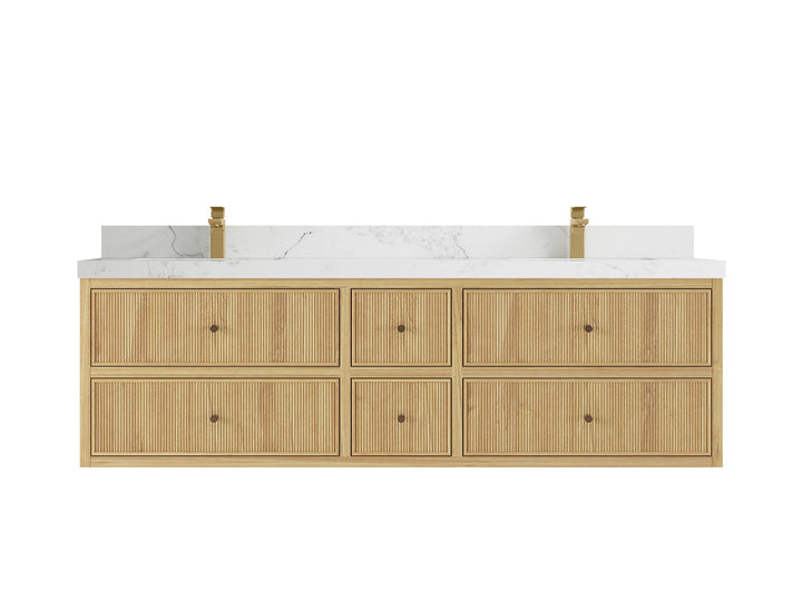 Sonoma Floating Teak 72 in. W x 22 in. D Double Sink Bathroom Vanity - photo 9