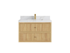Sonoma Reeded Floating Teak 36 in. W x 22 in. D Center Sink Bathroom Vanity - photo 10