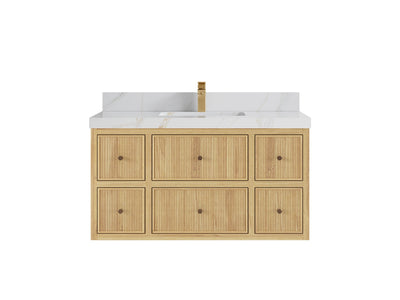 Sonoma Reeded Floating Teak 42 in. W x 22 in. D Single Sink Bathroom Vanity