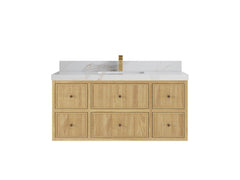 Sonoma Reeded Floating Teak 48 in. W x 22 in. D Single Sink Bathroom Vanity - photo 10