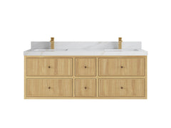 Sonoma Reeded Floating Teak 60 in. W x 22 in. D Double Sink Bathroom Vanity - photo 10