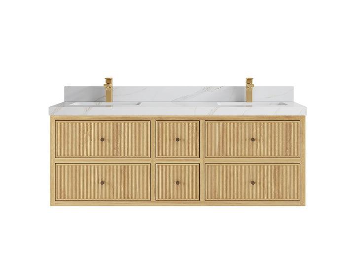 Sonoma Floating Teak 60 in. W x 22 in. D Double Sink Bathroom Vanity - photo 10
