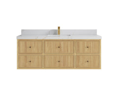 Sonoma Reeded Floating Teak 60 in. W x 22 in. D Single Sink Bathroom Vanity - photo 10