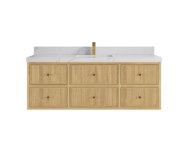Sonoma Floating Teak 60 in. W x 22 in. D Single Sink Bathroom Vanity - photo 10