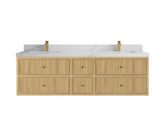 Sonoma Reeded Floating Teak 72 in. W x 22 in. D Double Sink Bathroom Vanity - photo 10