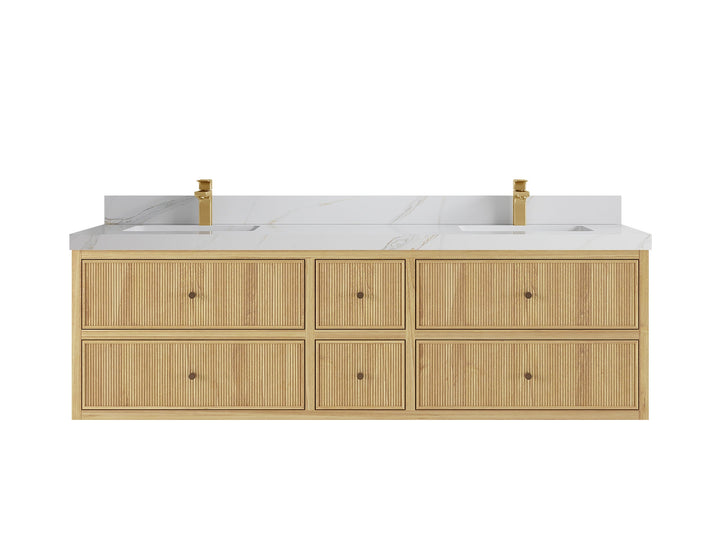 Sonoma Floating Teak 72 in. W x 22 in. D Double Sink Bathroom Vanity - photo 10