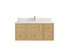 Sonoma Reeded Floating Teak 48 in. W x 22 in. D Single Sink Bathroom Vanity - photo 13