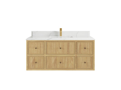 Sonoma Reeded Floating Teak 48 in. W x 22 in. D Single Sink Bathroom Vanity