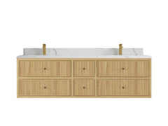 Sonoma Reeded Floating Teak 72 in. W x 22 in. D Double Sink Bathroom Vanity - photo 13