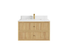 Sonoma Reeded Floating Teak 36 in. W x 22 in. D Center Sink Bathroom Vanity - photo 14