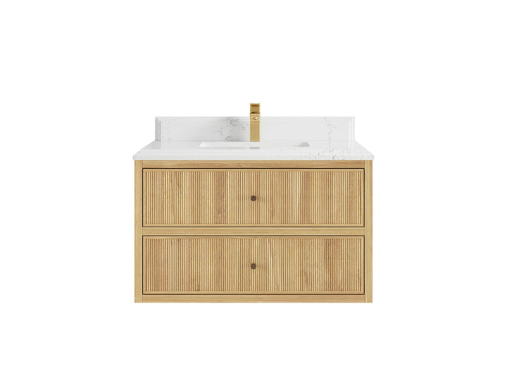 Sonoma Floating Teak 36 in. W x 22 in. D Center Sink Bathroom Vanity - photo 14