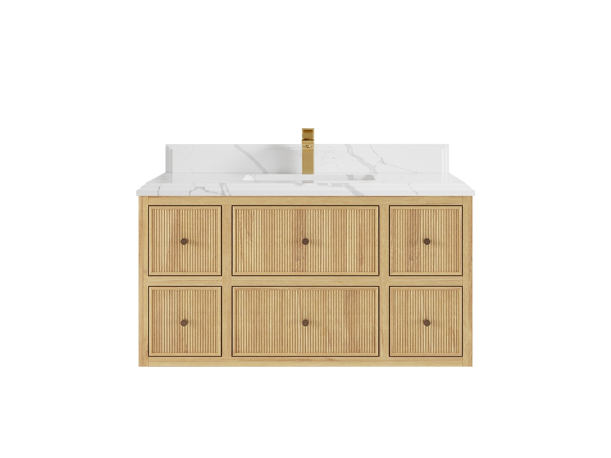 Sonoma Reeded Floating Teak 42 in. W x 22 in. D Single Sink Bathroom Vanity