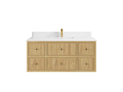 Sonoma Reeded Floating Teak 48 in. W x 22 in. D Single Sink Bathroom Vanity - photo 15