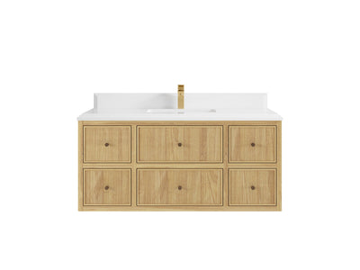 Sonoma Reeded Floating Teak 48 in. W x 22 in. D Single Sink Bathroom Vanity