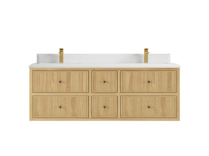 Sonoma Floating Teak 60 in. W x 22 in. D Double Sink Bathroom Vanity - photo 15