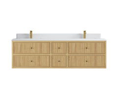Sonoma Reeded Floating Teak 72 in. W x 22 in. D Double Sink Bathroom Vanity - photo 15