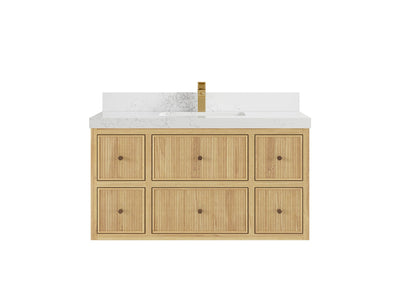 Sonoma Reeded Floating Teak 42 in. W x 22 in. D Single Sink Bathroom Vanity
