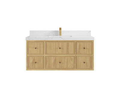 Sonoma Reeded Floating Teak 48 in. W x 22 in. D Single Sink Bathroom Vanity