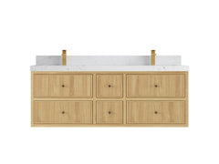 Sonoma Reeded Floating Teak 60 in. W x 22 in. D Double Sink Bathroom Vanity - photo 16